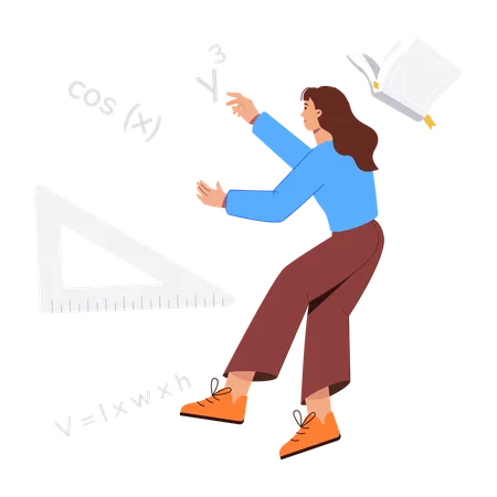 Girl doing math assignment  Illustration