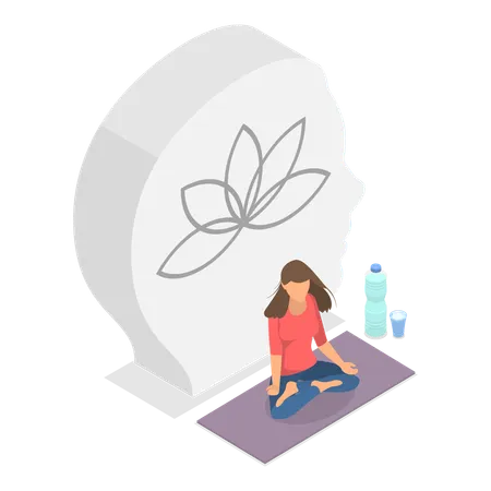 Girl doing mediation for Psychology And Mental Health  Illustration