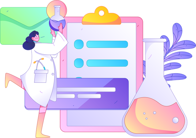 Girl doing medical experiment  Illustration