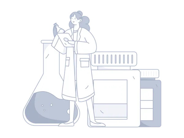 Girl doing medical research  Illustration