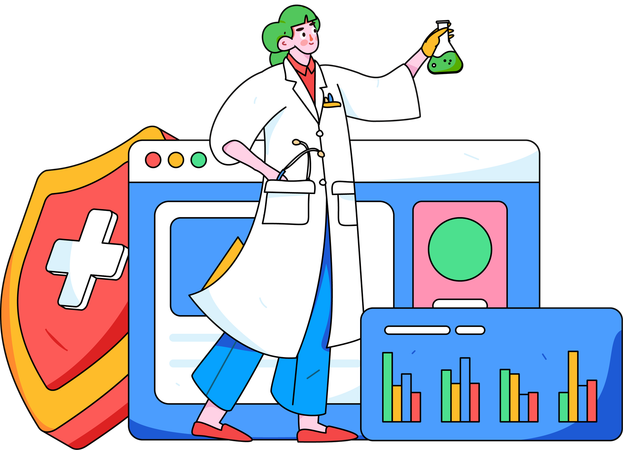 Girl doing medical research  Illustration