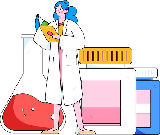 Girl doing medical research  Illustration