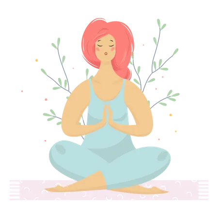 Meditation Concept Idea Of Body Health And Relax Relaxation In Lotus Position Mind Wellness Vector Illustration In Cartoon Style Illustration