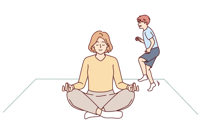 Girl doing meditation Illustration