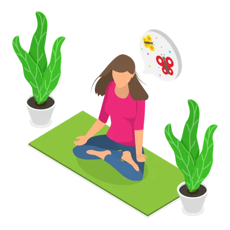 Girl doing meditation as her hobby  Illustration