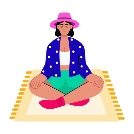 Girl doing meditation at home  Illustration