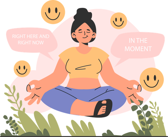 Girl doing meditation for mindfulness  Illustration