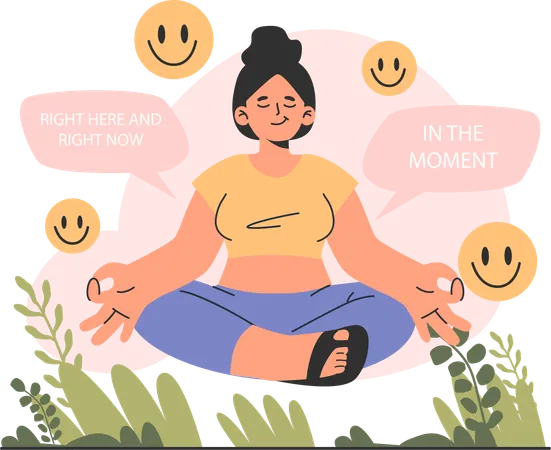 Girl doing meditation for mindfulness  Illustration