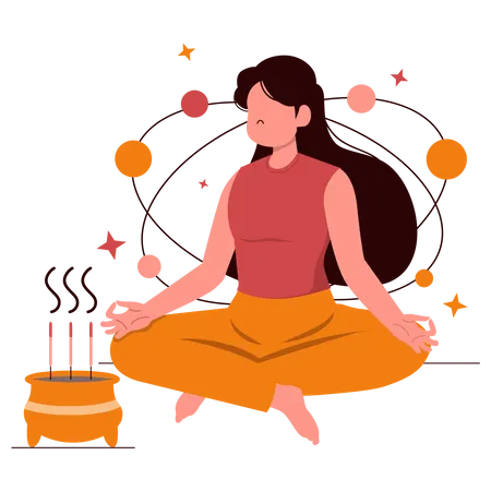 Girl doing meditation  Illustration