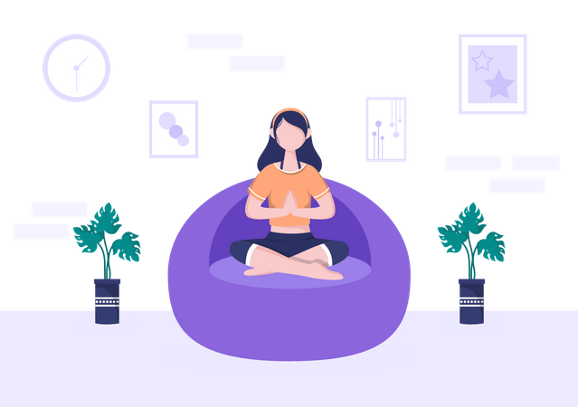 Girl doing meditation  일러스트레이션