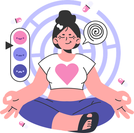 Girl doing meditation  일러스트레이션