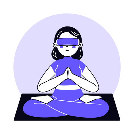 Girl Doing Meditation in Metaverse  Illustration