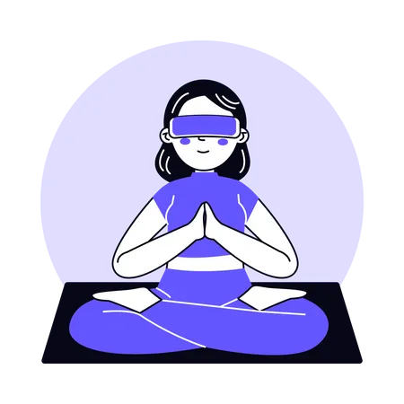 Girl Doing Meditation in Metaverse  Illustration