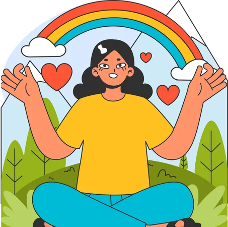 Girl doing meditation in nature  Illustration