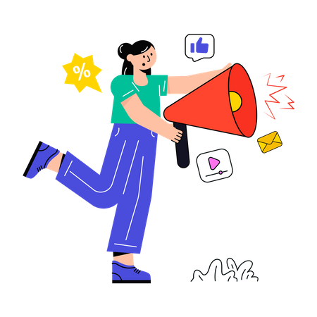 Girl doing megaphone marketing  Illustration