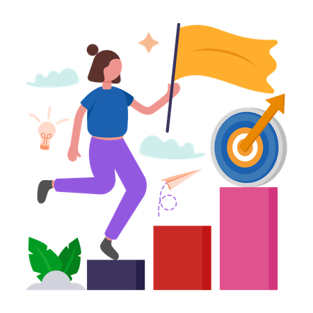 Girl doing Milestone Celebration  Illustration