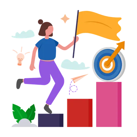 Girl doing Milestone Celebration  Illustration
