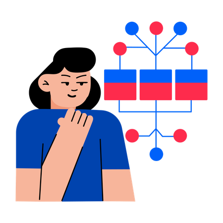 Girl doing mind mapping  Illustration