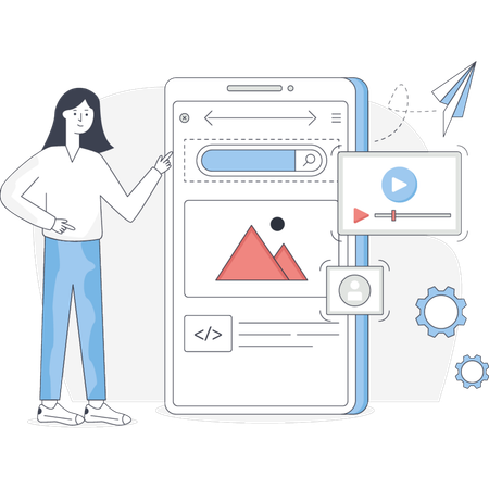 Girl doing Mobile Application  Illustration