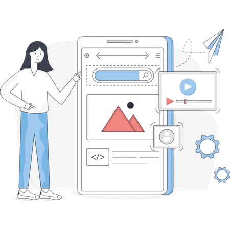 Girl doing Mobile Application  Illustration