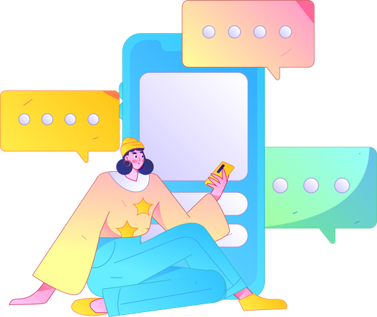 Girl doing mobile chatting  Illustration