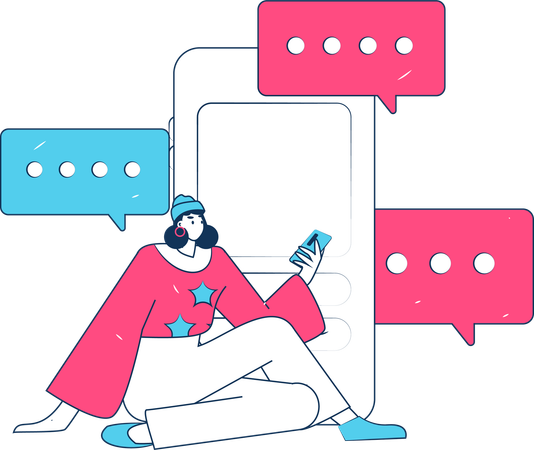 Girl doing mobile chatting  Illustration