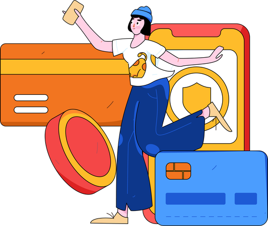 Girl doing mobile payment  Illustration