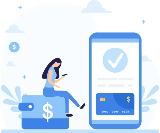 Girl doing Mobile Payment  Illustration