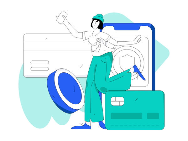 Girl doing mobile payment  Illustration