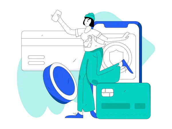 Girl doing mobile payment  Illustration