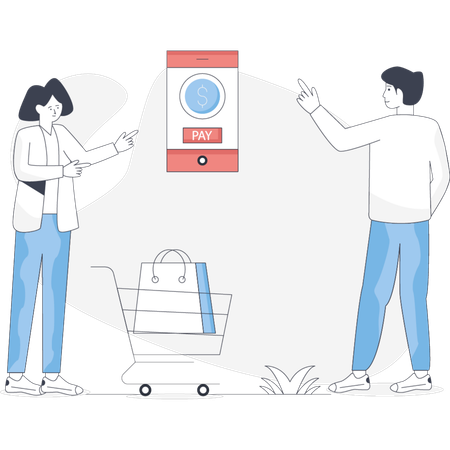 Girl  doing mobile shopping  Illustration