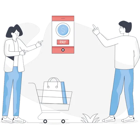 Girl  doing mobile shopping  Illustration