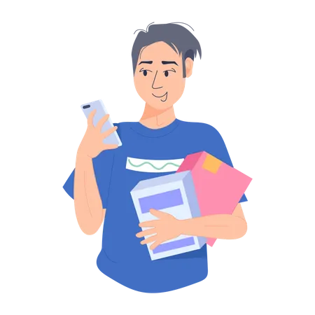 Girl doing mobile shopping  Illustration