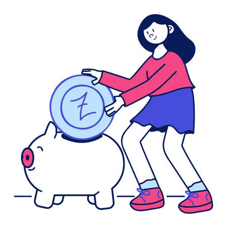 Girl doing money saving  Illustration