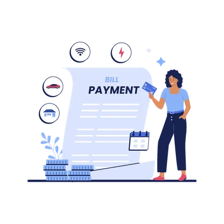 Monthly Bill Payment Flat Illustration Vector Flat Illustration Illustration