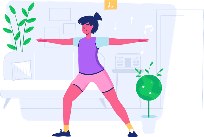 Girl doing morning body stretch  Illustration