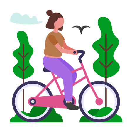 Girl doing Morning Cycling Exercise Routine  Illustration