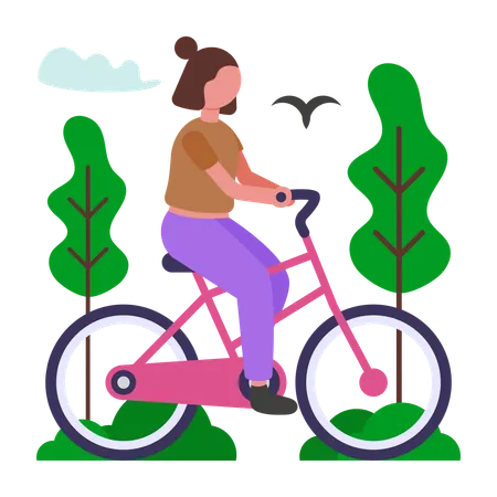 Girl doing Morning Cycling Exercise Routine  Illustration