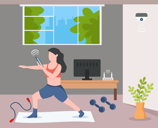 Girl doing morning exercise  Illustration