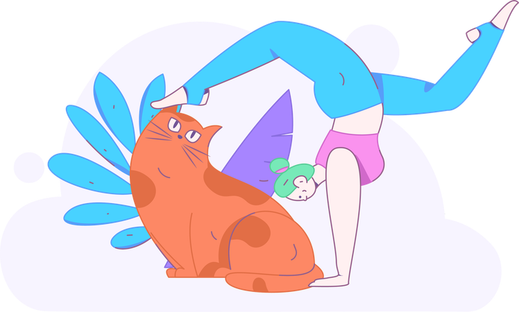 Girl doing morning exercise  Illustration