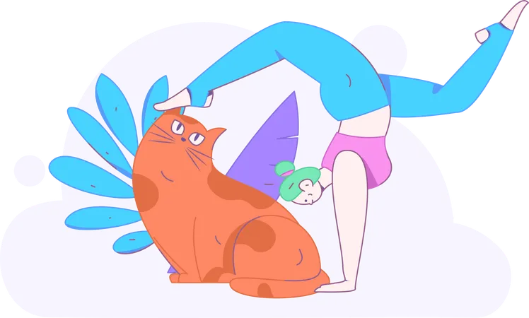 Girl doing morning exercise  Illustration