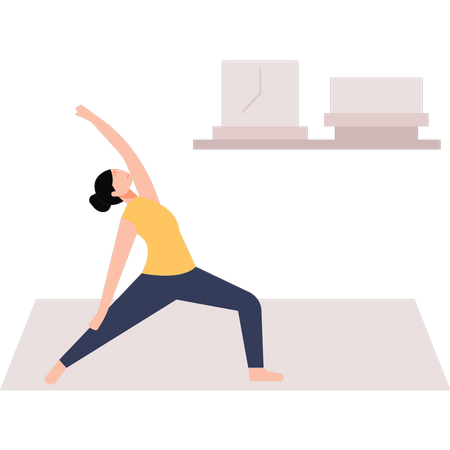 Girl doing morning exercise  Illustration