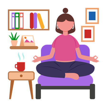 Girl doing Morning Meditation Practice  Illustration