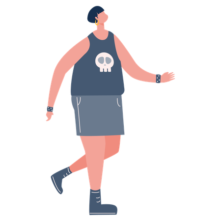 Girl doing morning walk  Illustration