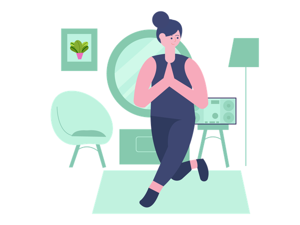 Girl doing morning workout at home  Illustration