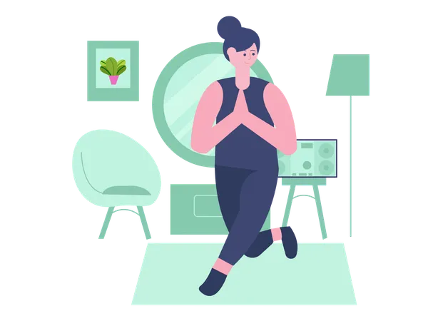 Girl doing morning workout at home  Illustration