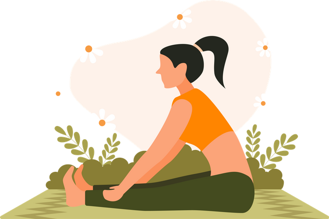 Girl doing morning yoga  Illustration