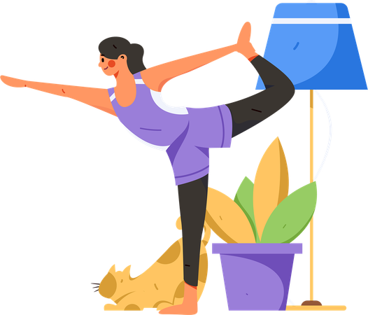 Girl doing morning yoga  Illustration