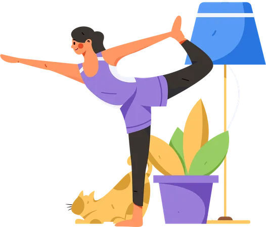 Girl doing morning yoga  Illustration