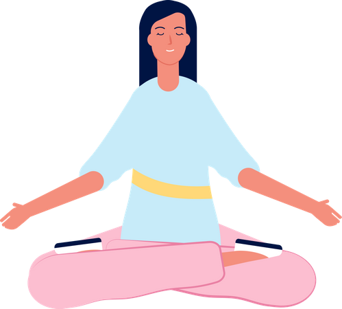 Girl Doing Morning Yoga  Illustration